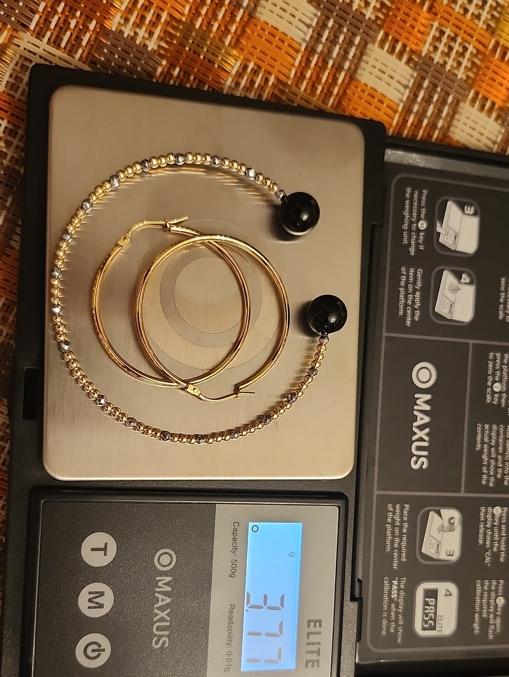 Multi 14kt BRACELET + 14k BIG HOOPS